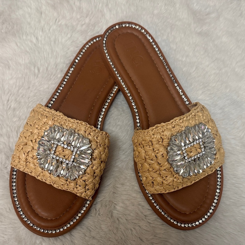 INC International Concepts Tan and Silver Sandals